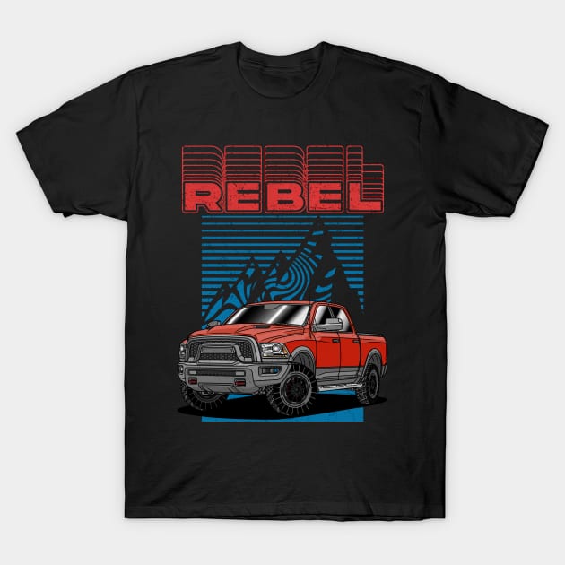 American Pickup Truck RAM 1500 Rebel T-Shirt by Guyvit